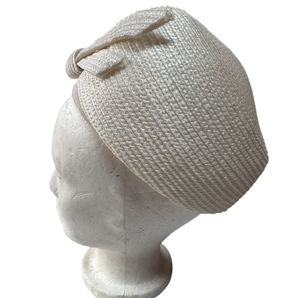1940s/50s Union Label White Ribbon Straw Hat - Picture 3 of 5